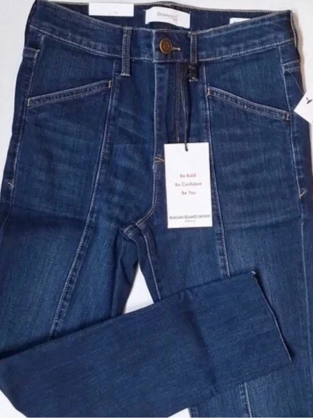 SKINNYGIRL Reagan Seamed Raw Hem Skinny Jeans, Women’s 26/2, Blue